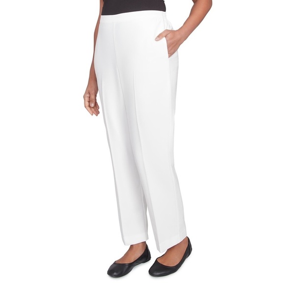 Alfred Dunner Estate of Mind Pull On Oyster White Trousers High-Rise Waist Sz18P - Picture 3 of 11